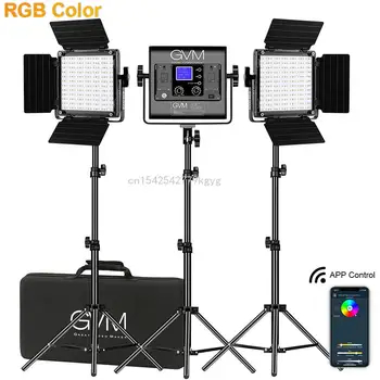GVM 800D RGB 3kit Photoflood Camera Фотографическое Профессиональное Освещение Студийный Свет для Фотосъемки Светодиодные Лампы Светильники Светодиоды