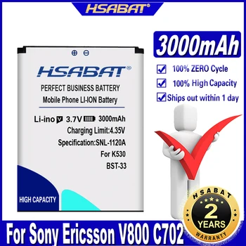 HSABAT 3000 мАч BST-33 Аккумулятор для Sony Ericsson V800 C702 C901 C903 F305 G502 G700 G900 J105 K530i W610 W660 T715 P1 W830 W850