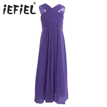 IEFiEL/ Детское бальное платье с цветочным узором для девочек, платье для вечеринок и свадеб, Шифоновое платье с цветочным узором для девочек, вечернее платье макси для выпускного вечера, от 4 до 14 лет