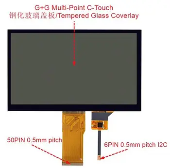 IPS 7,0 дюймов 50PIN 16,7 М HD TFT LCD Емкостный Сенсорный экран FT5426 Touch IC 24Bit RGB/6P CTP Интерфейс 1024*600
