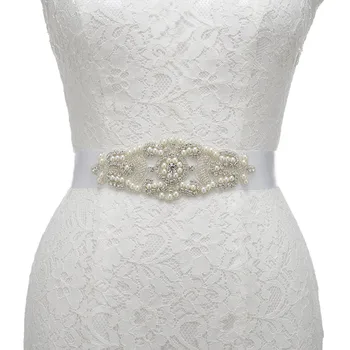 JLZXSY Свадебный Атласный пояс с жемчугом и стразами для новобрачных, ремни для свадебного платья