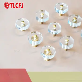 KTLCFJ Прозрачный подсолнух / восьмиугольный светильник, роскошные ручки для шкафов из латуни + хрусталя, ручки для выдвижных ящиков, фурнитура для башни