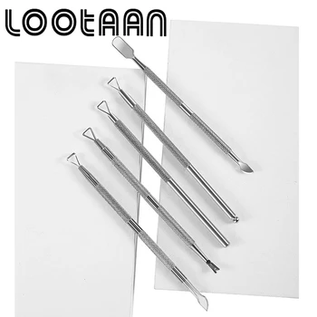 LOOTAAN, 5 шт, Двусторонний толкатель для кутикулы из нержавеющей стали, средство для снятия маникюра, Маникюрные палочки, инструмент для нейл-арта высокого качества