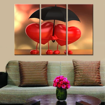 Love Umbrella HD, 3 предмета/ комплекта, картины на холсте, 3 панели, украшения для дома, художественные принты на стене, холст без рамы