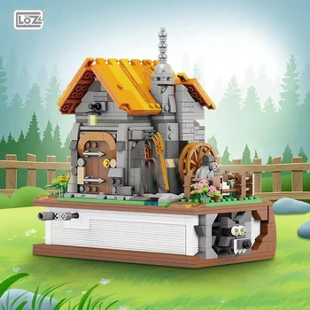 LOZ1926 Идеи Фермера и волка, фермерский дом из ягненка, Деревенские мини-строительные блоки, игрушечная модель, украшения для детей, оригинальный подарок, новинка