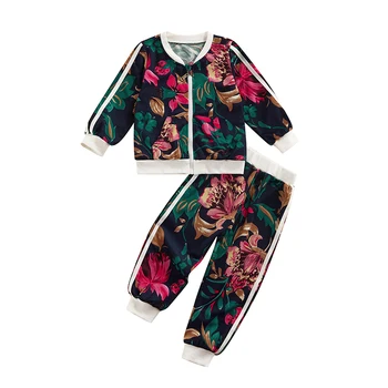 Ma & Baby / Комплект одежды для маленьких девочек 2-6 лет, пальто с длинными рукавами и цветочным рисунком, Брюки, повседневная детская одежда для девочек, осенне-весенний костюм