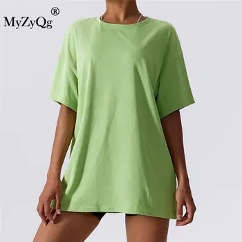 MyZyQg Летний свободный топ, Быстросохнущие футболки с коротким рукавом, Женский дышащий халат для занятий фитнесом, верхняя одежда для занятий йогой, Спортивные рубашки для бега