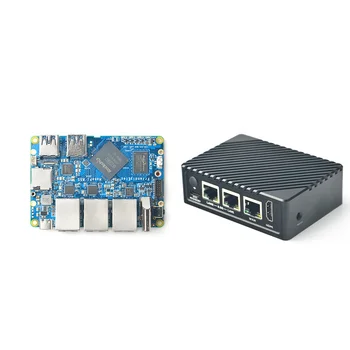 Nanopi R5S 2 ГБ/4 ГБ с двумя шлюзами Ethernet Гбит /с EMMC Мини-маршрутизатор с открытым исходным кодом RK3568 CPU 8 ГБ 4 X Cortex-a55 частотой до 2,0 ГГц DC 5V/3A