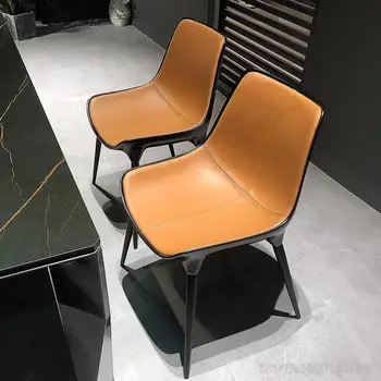 Nordic Light Роскошный дизайнерский обеденный стул Модная натуральная Кожа Современный Простой Ресторанный кофейный стул Домашняя ткань