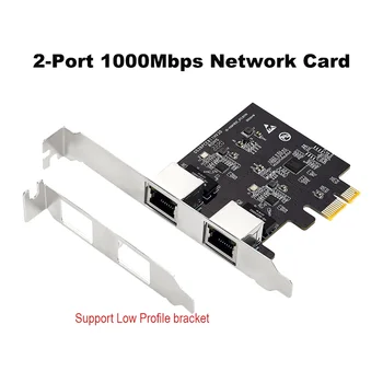 PCIe Двойная Карта Контроллера Gigabit Ethernet RTL8111H с Чипами Серверная Сеть 2 Порта Rj45 Сетевой Адаптер Zcard 10/100/1000 Мбит/с