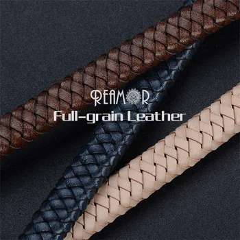 RUIMO Высококачественная веревка из воловьей кожи в стиле ретро, коричневая, синяя, бежевая, натуральная кожа, плетеный шнур для изготовления браслетов своими руками