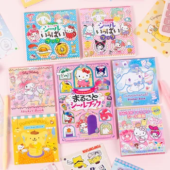 Sanrio Cartoon Cute Sticker Book Оптовая Продажа Бумажных Наклеек с сердечками для девочек Cinnamoroll Kuromi Hand Ledger Diy Наклейка