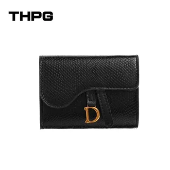 THPG Новый женский мини-кошелек с буквами, материал Pu, Крокодиловая кожа, Роскошный Короткий клатч, Многофункциональный Модный кошелек для монет