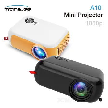 TRANSJEE A10 Умный мини-проектор, портативный домашний кинотеатр, синхронизация с кинотеатром 1080P, телефон Android, USB-плеер, аудиопроектор, светодиодные проекторы