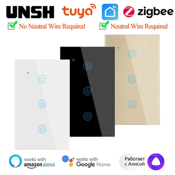 Tuya Zigbee US Smart Switch Выключатель световой Панели Suppurt Двухпроводным методом Smart Life Control Поддержка Яндекс Алиса Alexa Google Home