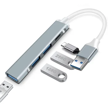 Type C USB C КОНЦЕНТРАТОР Высокоскоростной 4 Портовый Мультиразветвитель Адаптер OTG для Lenovo HUAWEI Xiaomi Macbook Pro 15 Air Pro Аксессуары