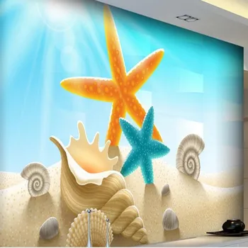 wellyu Пользовательские крупномасштабные фрески современная мода пляж ракушка морской звезды 3D ТВ фон стены нетканые обои