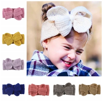 Yundfly/ Новая зимняя теплая Повязка на голову с бантиками для маленьких девочек, Повязка для новорожденных, Повязка для волос с бантом, детские Аксессуары для волос
