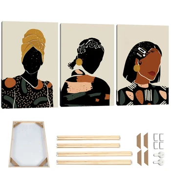 Абстрактное Искусство Чернокожие Женщины Картины на Холсте в Рамке Скандинавские Африканские Мужские Плакаты и Принты Настенные Современные Настенные Картины Домашнего Декора