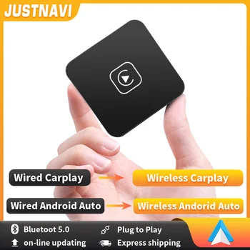 Автомобильный мультимедийный плеер JUSTNAVI Wireless Carplay Dongle Android Auto Adapter для Audi Porsche Volkswagen Volvo Ford Spotify BT
