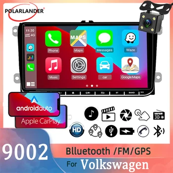 Автомобильный Радиоприемник 2 Din Bluetooth WIFI FM 9 Дюймов 1 + 16G Android GPS Навигация Встроенный Carplay Для Bora Golf VW Polo Passat B6 B7 Touran