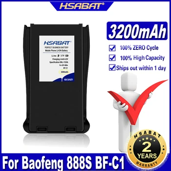 Аккумулятор HSABAT 888S BF-C1 3200 мАч для Baofeng 888 BL-1 BF-666S, Совместимый с Батареями для портативной рации H777 H-777 BF-777S