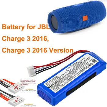 Аккумулятор для динамика емкостью 6000 мАч для JBL Charge 3 2016, проверьте место соединения 2 красных и 2 черных проводов на разъеме