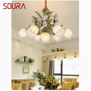 Американская садовая люстра SOURA, корейская креативная теплая лампа для гостиной, столовой, травы