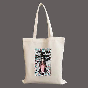 Аниме Demon Slayer Rui Manga модная сумка через плечо Студенческая женская сумка Многоразовая хозяйственная сумка холст для сумок для женщин