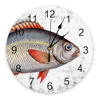 Антикварная картина маслом в крапинку, настенные часы в виде рыб, Современный дизайн, украшение гостиной, Кухня, Бесшумные часы, домашний декор