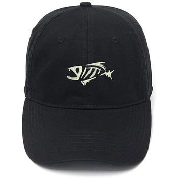 Бейсбол Lyprerazy мужская шапка Skeloton рыбы вышивка Hat хлопок вышитые повседневные бейсбольные кепки
