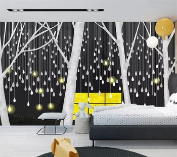 большая настенная роспись wellyu в стиле скандинавского минимализма, ночь, миллион капель света, обои на фоне оленьего леса