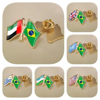 Бразилия и Объединенные Арабские Эмираты Соединенное Королевство Организация Объединенных Наций Соединенные Штаты Уругвай Узбекистан Флаги дружбы Значки на лацканах