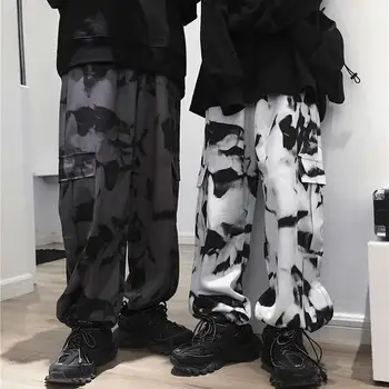 Брюки-карго Tie Dye Harajuku Уличная одежда Женские Широкие брюки с высокой талией Панк-оверсайз Эстетичные Корейские модные брюки