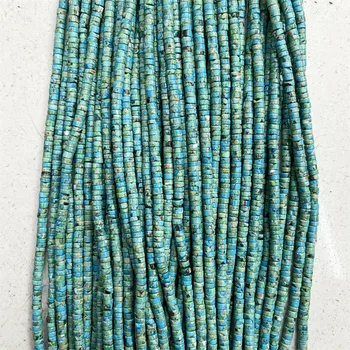 Бусины из натурального камня Хубэй Бирюза Heishi 2*4 мм из натурального камня для изготовления ювелирных изделий сине-зеленый цвет DIY