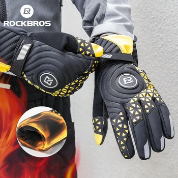 Велосипедные перчатки ROCKBROS, Зимние Велосипедные перчатки с сенсорным экраном, Ветрозащитные Тактические перчатки SBR с утолщенной накладкой, Противоударные перчатки для велосипедного мотора