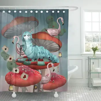 Водонепроницаемая Декоративная Занавеска для ванной комнаты серии Wonderland Курит Кальян на грибе