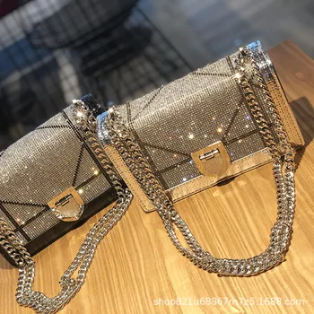 Высококачественная женская модная сумка на цепочке, роскошный дизайн, хрустальная сумка через плечо, женская сумка-мессенджер, кошелек