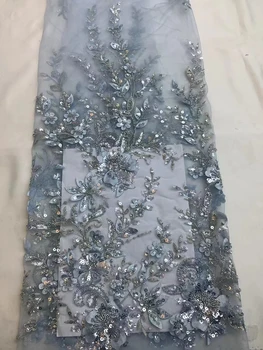 Высококачественная кружевная сетка, ткань с 3D вышивкой листьями, Европа и Соединенные Штаты, роскошные платья для свадебной вечеринки, ткань для платья 5 ярдов