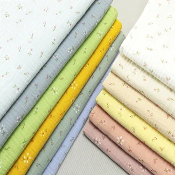 Высококачественная мягкая хлопчатобумажная ткань шириной 135*100 см из двойного крепа с цветочным рисунком, из которой сделаны брюки от комаров, Небольшое одеяло