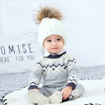 Вязаный комбинезон для мальчика, свитера, осень-зима, простой тренд, Мягкая теплая одежда для новорожденных, Бесплатная Доставка