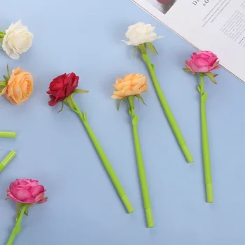 Гелевая ручка Cute Kawaii Rose Flower из 4 частей, Офисные Школьные принадлежности, Канцелярские принадлежности, Креативная Милая Симпатичная Мягкая ручка
