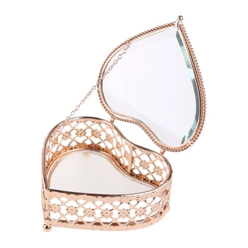 Геометрическая стеклянная шкатулка для украшений в форме сердца, стеклянная шкатулка для колец, Изысканная Уникальная свадебная шкатулка для украшений, кольцо для свадебного декора