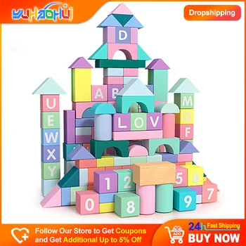 Деревянные игрушки Для детей, развивающие кубики-головоломки Монтессори, сделай сам, большие гранулы, детские деревянные строительные блоки, игрушки для раннего развития