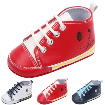 Детская обувь, кроссовки для новорожденных мальчиков и девочек, дышащие кроссовки для первых ходоков, кроссовки на мягкой подошве из искусственной кожи на шнуровке для малышей 0-18 месяцев