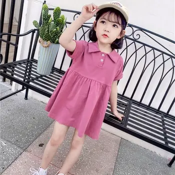 Детская одежда, розовое платье для девочек, милая принцесса, красивое платье с коротким рукавом, детское платье
