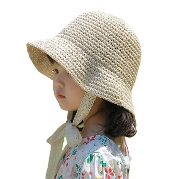 Детская шляпка, летняя соломенная шляпка для девочки, модные детские шляпки с кружевным бантом, Детская панама, пляжные шляпки, детская шляпка принцессы