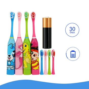 Детская электрическая зубная щетка, Мультяшная автоматическая электрическая зубная щетка, отбеливающая зубы на батарейках, щетка для мальчиков и девочек