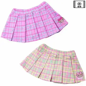 Детская юбка 2023 Весна-Осень, Модные плиссированные брюки-кюлоты с рисунком в клетку для девочек в студенческом стиле, от 2 до 10 лет