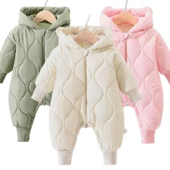 Детский комбинезон для новорожденных, пуховик для маленьких девочек, комбинезон для мальчиков, детская одежда, утепленная зимняя верхняя одежда с подкладкой